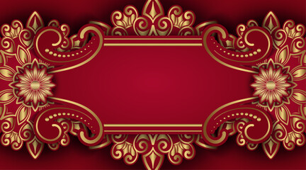 Red luxury background with mandala ornament