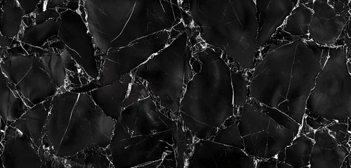 Deurstickers A seamless pattern of black marble with a leathered finish, the texture inviting touch with its tactile surface 32k, full ultra HD, high resolution © Annu's Images