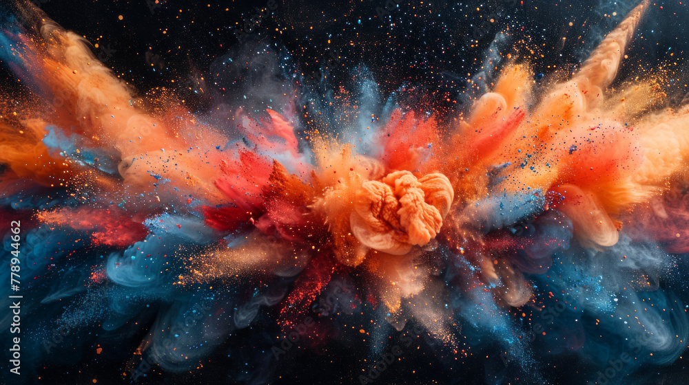 Poster abstract cosmic event with vibrant clouds and particles