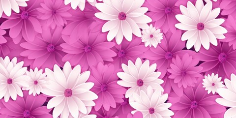 Magenta and white daisy pattern, hand draw, simple line, flower floral spring summer background design with copy space for text or photo backdrop 