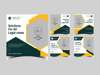 Vector flat design law firm instagram posts template