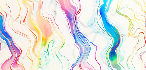 A seamless pattern of marble with rainbow veins flowing across a pure white background. 32k, full ultra HD, high resolution - obrazy, fototapety, plakaty