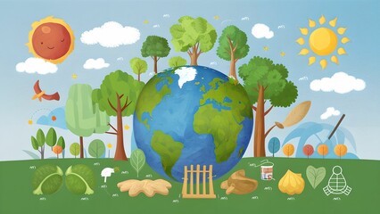 Kids drawing in watercolor, save our planet.