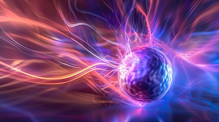 Electromagnetic Plasma Sphere - Purple and Blue Energy Field - Science Concept