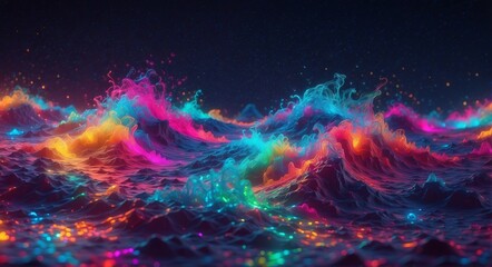 Abstract background with neon multicolored liquid