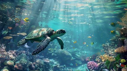 Fototapeta premium turtle swimming