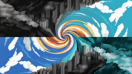 save or destroy, an abstract drawing of the environment.