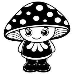 cartoon mushroom, black santa face silhouette vector illustration,icon,svg,santa mushroom cap characters,Holiday t shirt,Hand drawn trendy Vector illustration,christmas santa mushroom cap on black bac