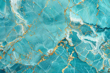 A seamless pattern of turquoise marble, with intricate veins of gold and white, evoking the exotic beauty of a tropical ocean. 32k, full ultra HD, high resolution