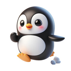 3D cute Penguin isolated on white background