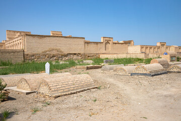 An ancient Muslim cemetery. The city of the dead is Chor Bakr. The surroundings of Bukhara. Sumitan, Uzbekistan