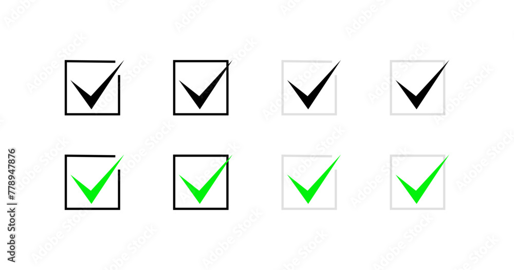 Aufkleber check mark in square icon. check mark answer. flat and silhouette style. vector icons