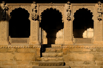24 February 2024, Exterior View of the scenic tourist landmark Maheshwar fort (Ahilya Devi Fort )...
