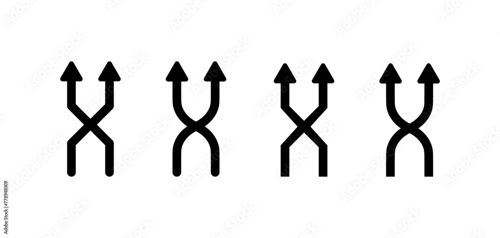 Poster cross arrows icons. arrows set. linear style. vector icons