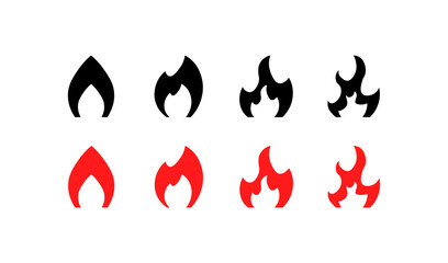 Fire icons set. Flat and silhouette style. Vector icons