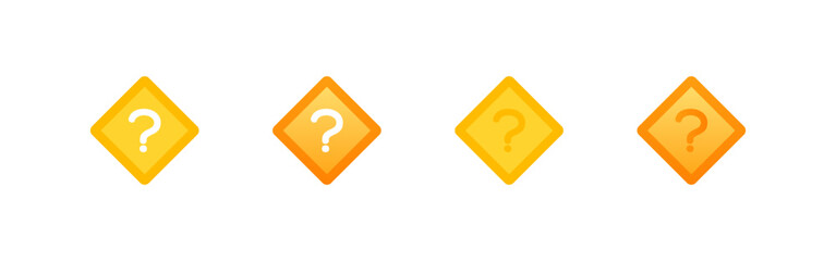 Question marks icons. Diamond question marks buttons. Mystery box. Flat style. Vector icons - obrazy, fototapety, plakaty