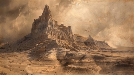 Desertcore  detailed badlands photography with sandstone formations and dust devil whirlwinds - obrazy, fototapety, plakaty