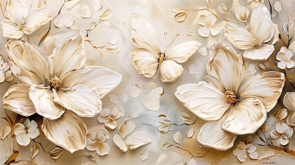 Spring in white and golden oil paint
