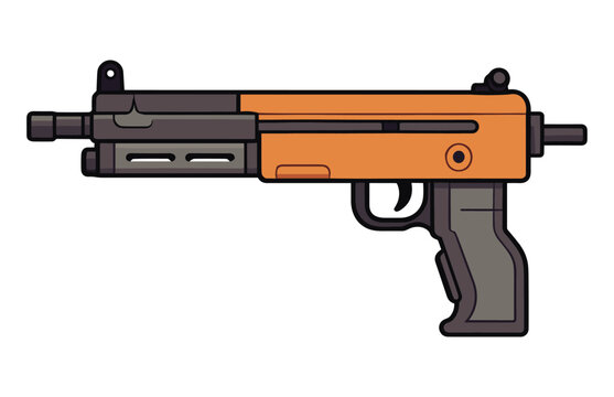 Submachine gun vector, submachine machine hand gun weapons stock illustration