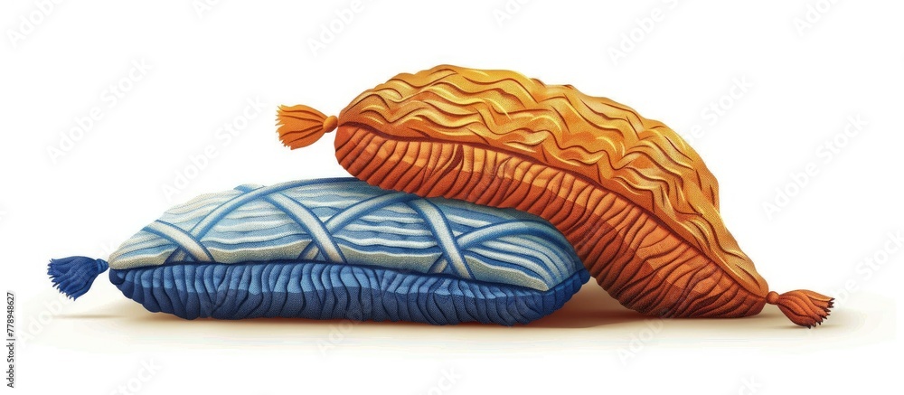 Aufkleber a gesture of art two woolen pillows stacked on top of each other in electric blue, creating a unique