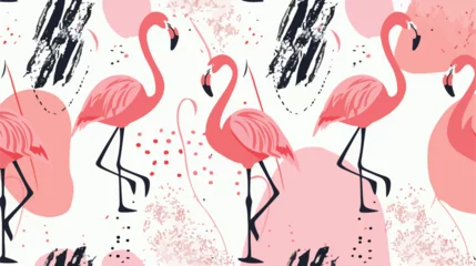 Fototapete Flamingo Seamless pattern with pink flamingos. Simple design