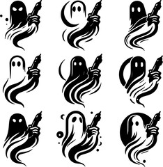 black and white pattern logo set