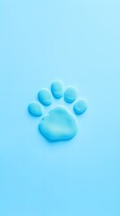 Sky Blue paw prints on a background, minimalist backdrop pattern with copy space for design or photo, animal pet cute surface 