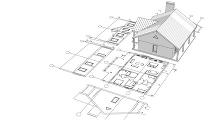 house project architectural sketch 3d