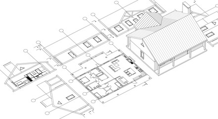 house project architectural sketch 3d