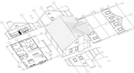 house project architectural sketch 3d