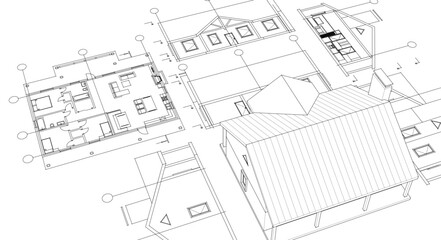 house project architectural sketch 3d