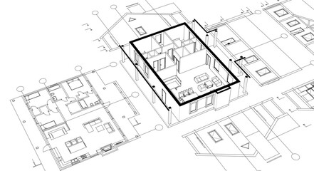 house project architectural sketch 3d