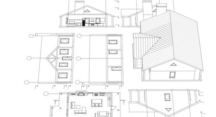 Fototapeta premium house project architectural sketch 3d