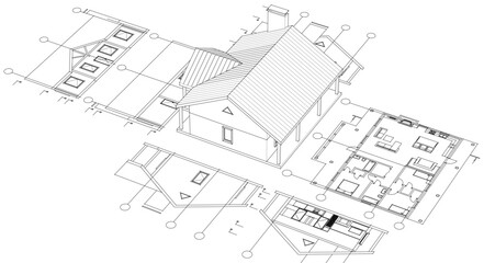 house project architectural sketch 3d