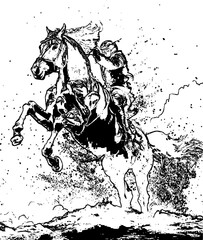 a black and white sketch of a horse