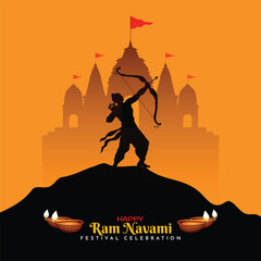 illustration of Greeting card for Ram Navami , a Hindu festival celebrated of Lord Ram, background, greeting card , poster, banner design