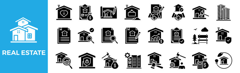 Real Estate icon set for design elements	