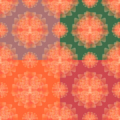 seamless pattern with flowers, abstract vector design, summer pattern in orange red and green, abstract summer flowers abstract graphic ornament, ideal for fashion, textiles and paper design	