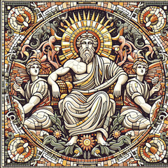 Fototapeta na wymiar Ancient roman era mosaic illustration 