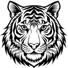 tiger head vector, black tiger face silhouette vector illustration,icon,svg,tigers characters,Holiday t shirt,Hand drawn trendy Vector illustration,lion on black background
