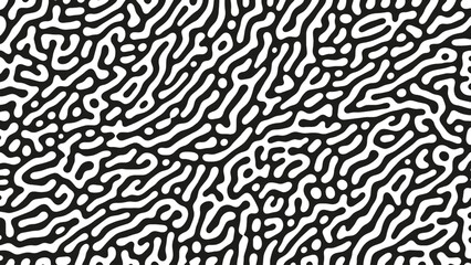 Psychedelic Graphic Crazy Liquid Pattern Vector Black White Abstract Background. Turing Diffusion Effect Trippy Hypnotic Abstraction Panoramic Wallpaper. Bizarre Doodle Structure Art Illustration - 778953890