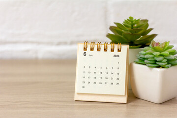 Desk calendar for June 2024. Desk calendar for planning, scheduling, assigning, organizing and...