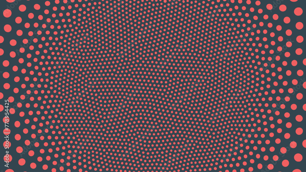 Poster dot work pattern radial structure vector red black spotted abstract background. pointillism graphica