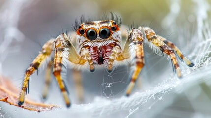 Jumping spider close up in nature.