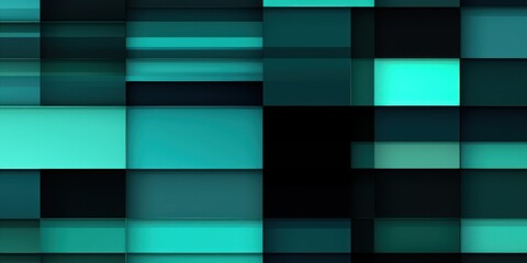 Mint Green and black modern abstract squares background with dark background in blue striped in the style of futuristic chromatic waves, colorful minimalism pattern 