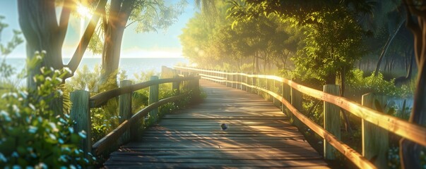 Boardwalk with summer sunlight	