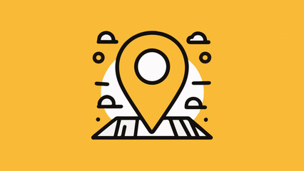 Flat Design Location Pin Icon on White Background: Ideal for Map Composition and Regional Marking