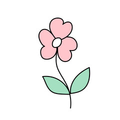 Flower in doodle style. Vector illustration isolated on white background
