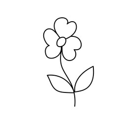 Flower in doodle style. Vector illustration isolated on white background