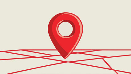 Flat Design Location Pin Icon on White Background: Ideal for Map Composition and Regional Marking
